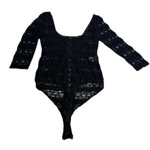 Cinq A Sept Marla Sheer Silk Black Lace Bodysuit Women’s Size XS New
